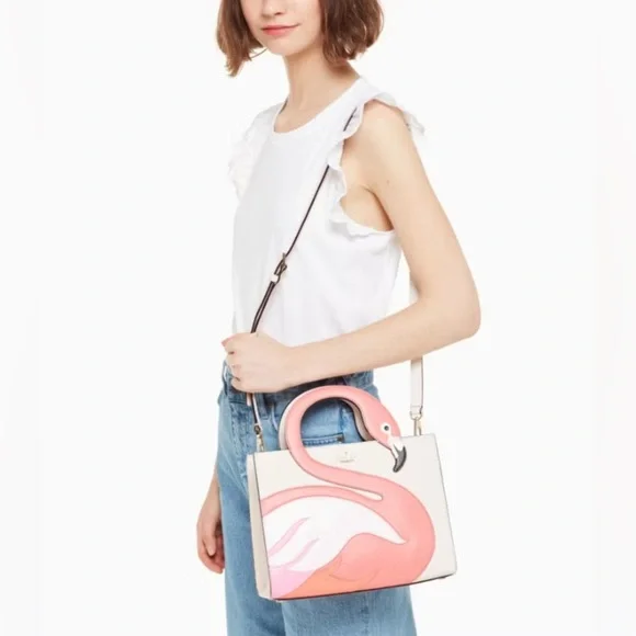 New Kate Spade By The Pool Flamingo Original Bag - Picture 4 of 11